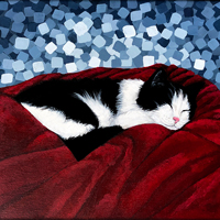cat portrait, acrylic painting