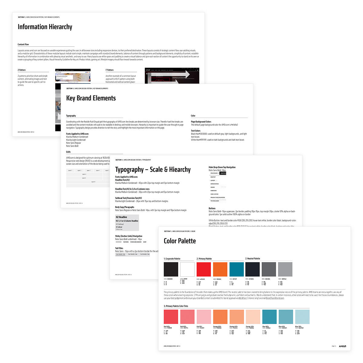 AMD Design System for Scalable, User-Centered Digital Experiences Scalable design system guidelines showcasing typography, color, and hierarchy for intuitive, user-centered interfaces.